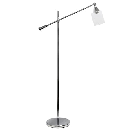 Swing Arm Floor Lamp W/ Clear Glass Shade-Chrome